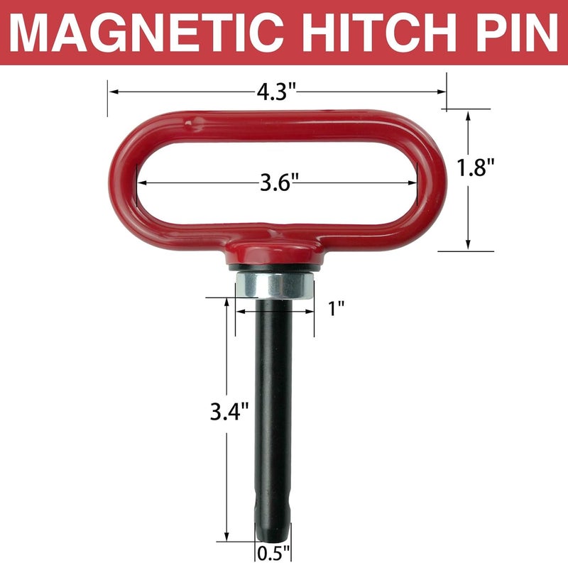 gradora Universal Towing Hitch Kit 3/4" Zero Turn Mower Hitch and 1/2" Magnetic Lawn Mower Trailer Hitch Pin (Red Black) - Image 4